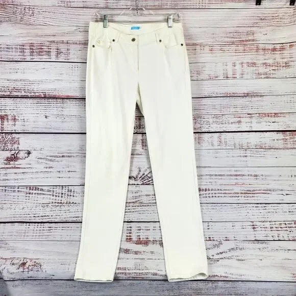 J. McLaughlin White Jeans 8 Lexi 4-Way Stretch Denim Slim Leg Coastal Summer - Picture 3 of 12